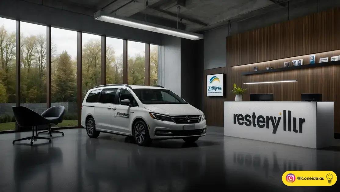 adesivagem corporativa em veículos e logo 3D em acrílico para recepção