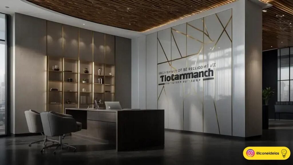 adesivo para parede personalizado Alphaville: recepção com acabamento premium