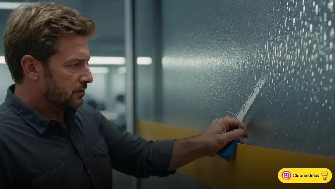 materiais e acabamentos: adesivo jateado, vinil premium e opções para proteção e durabilidade