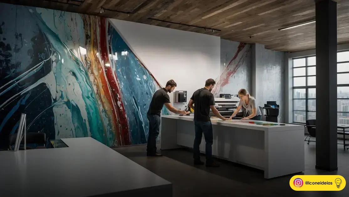 materiais e acabamentos: recorte eletrônico, impressão e adesivo jateado